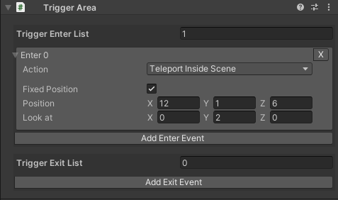 Trigger area component UI