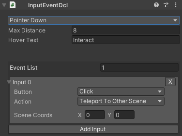 Input event component UI